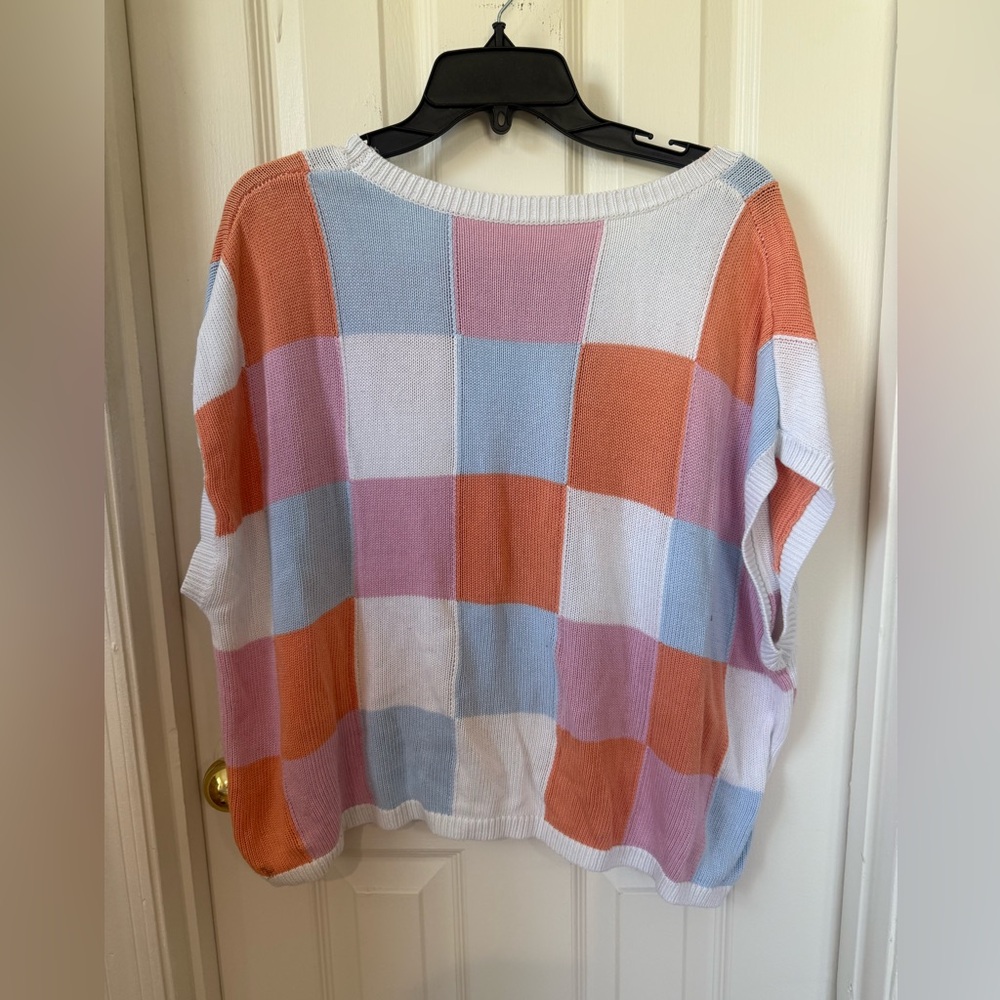 Colorful Checkered Knit Sweater